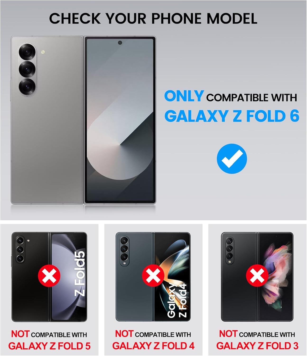 for Samsung Galaxy Z Fold 6 Case with Card Holder & S Pen Holder & Slide Camera Cover, Built-in Hinge Protection & Screen Protector, Durable Wallet Phone Cover Case for Z Fold 6 5G 2024, Black