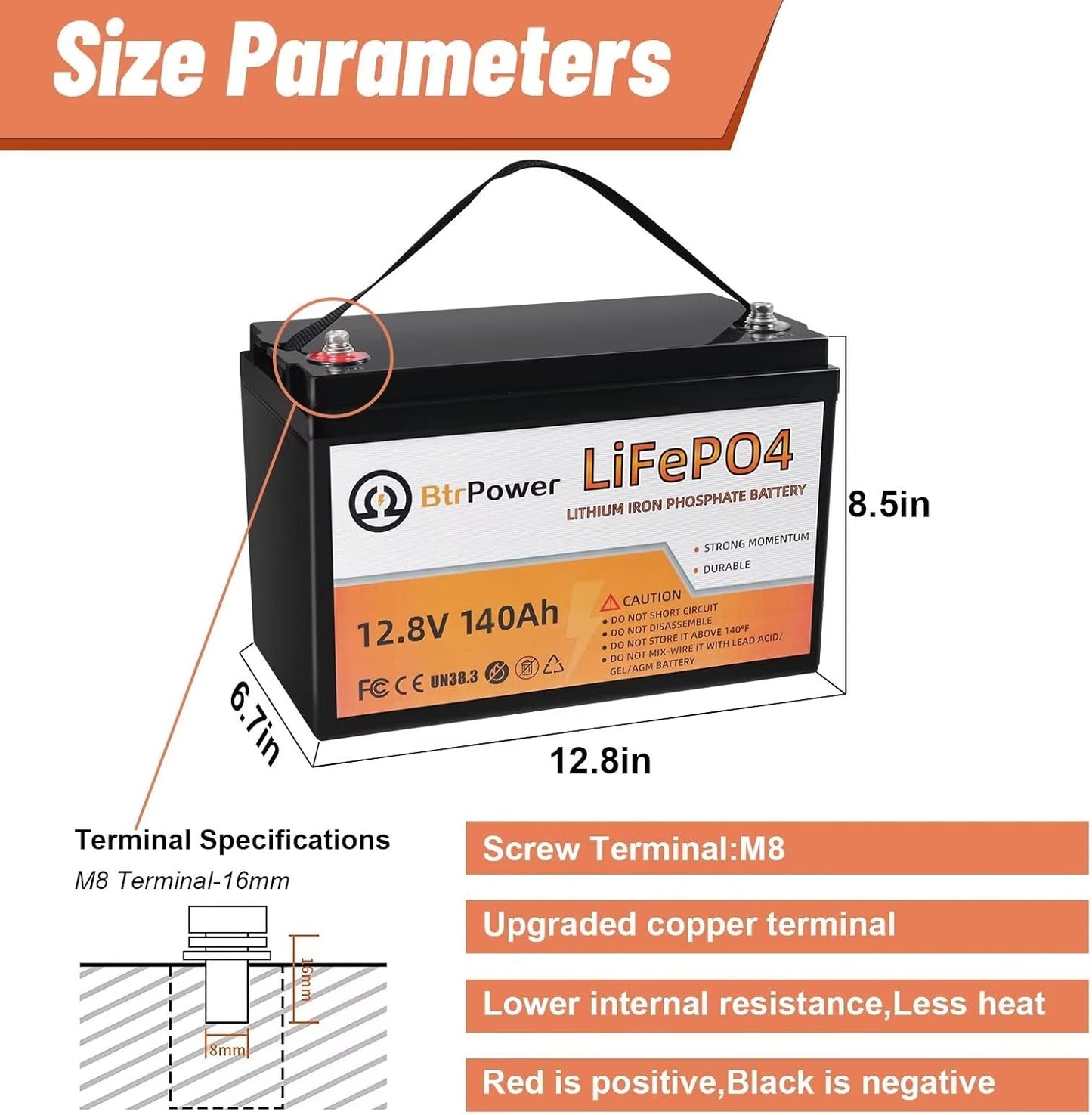 2 Pack 12V 140Ah LiFePO4 Deep Cycle Rechargeable lithium Battery Pack Built-in 100A BMS 5000-7000 Cycles Perfect for RV Solar Marine Overland Off-Grid Application