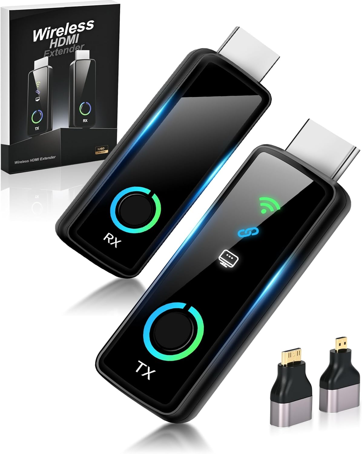 2025 Wireless HDMI Transmitter and Receiver with LED Display, 4K Decode 1080P@60Hz Ultra FHD Video Output, 328ft/100M HDMI Extender 5G+2.4G for Video to Monitor from PC/Laptop/HDTV/Camera, Plug&Play