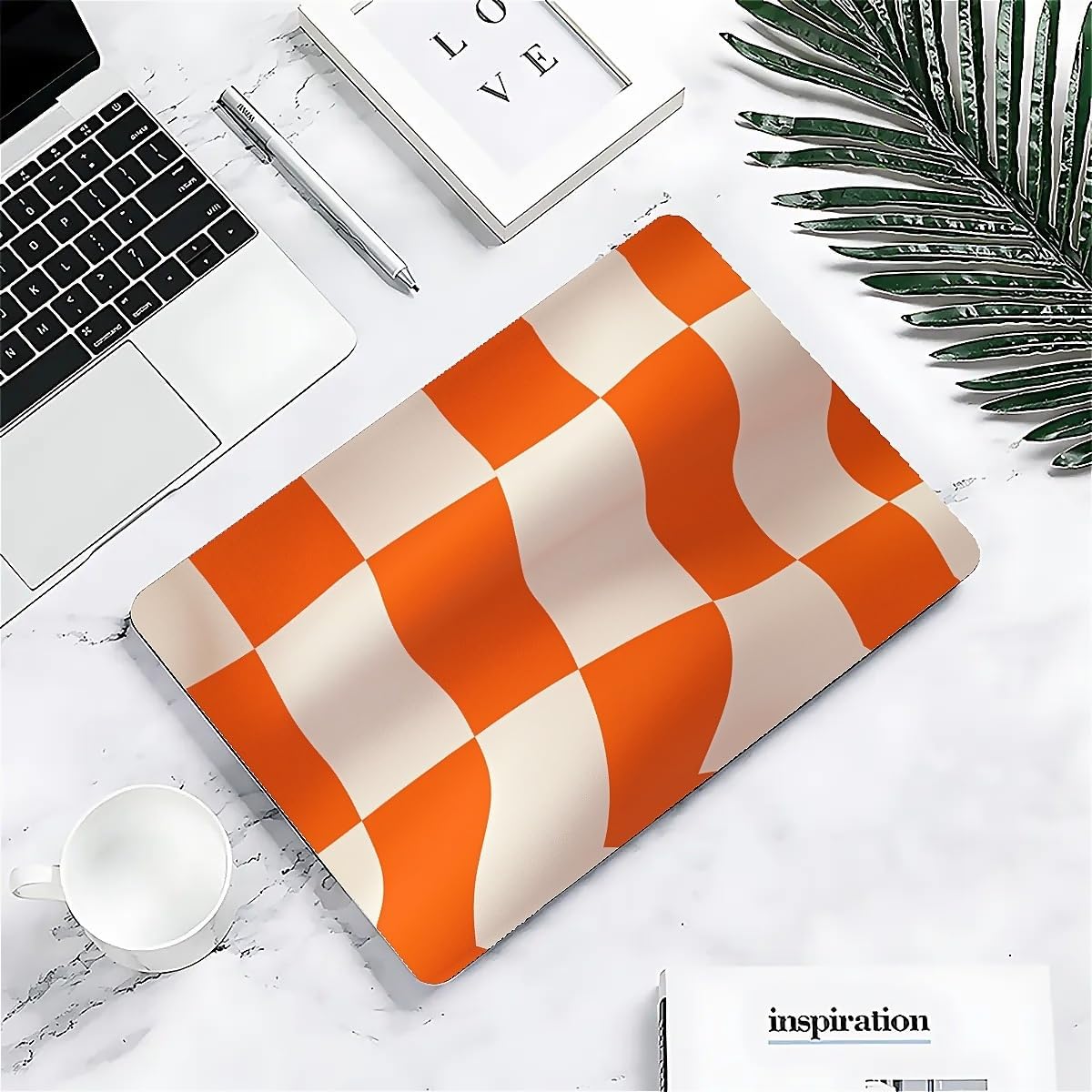 Compatible with MacBook Air 13.3 13.6 Inch Case 2022 2021 2020 2019 Plastic Hard Shell Case Cover,13.3 Air (A1932/A2179/A2337), Orange and White Checkered Flag