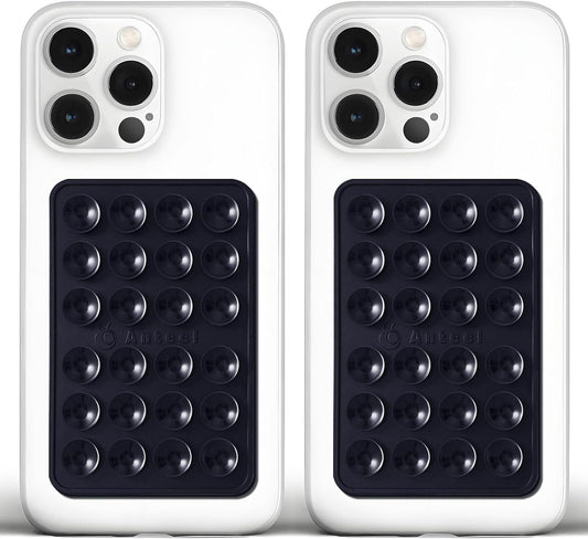 Anteel Medium-Sized Silicone Suction Phone Case Adhesive Mount, Enhanced Suction Power and Upgraded Thickened Sticky Phone Grip, Durable, Hands-Free Sticky Phone Holder, 2.28"x3.46" (BLK&BLK)