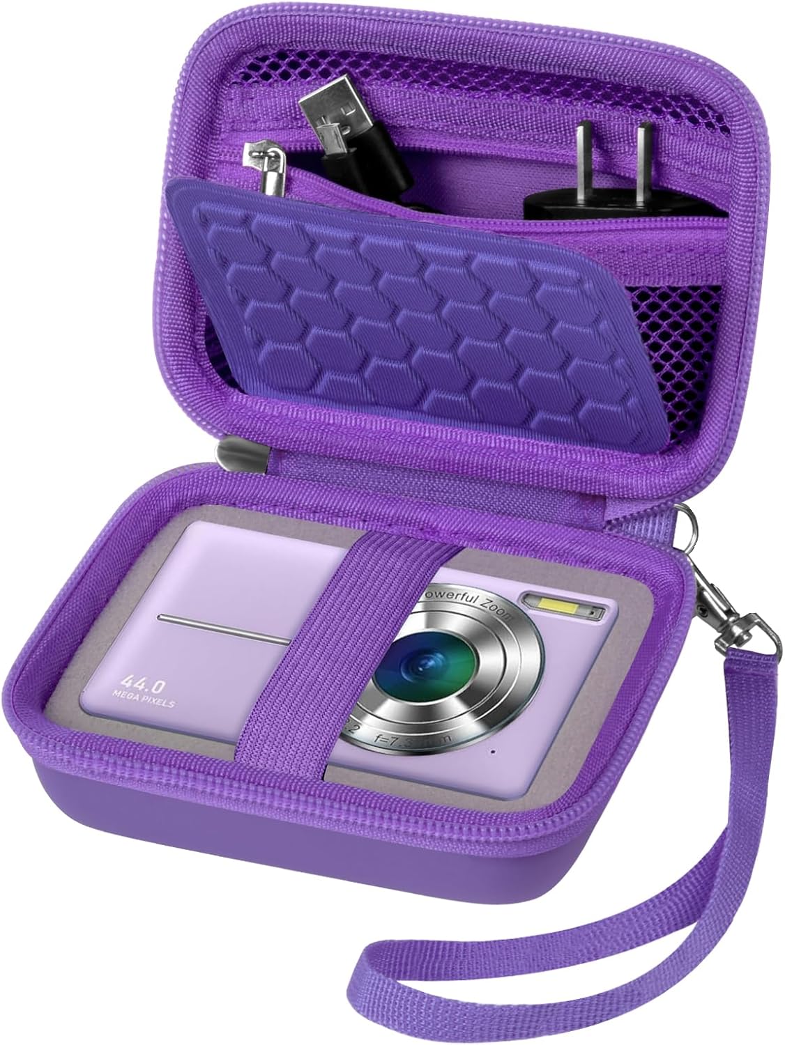 Carrying & Protective Case for Digital Camera, AbergBest 21 Mega Pixels 2.7" LCD Rechargeable HD/Kodak Pixpro/Canon PowerShot ELPH 180/190 / Sony DSCW800 / DSCW830 Cameras for Travel - Dark Purple