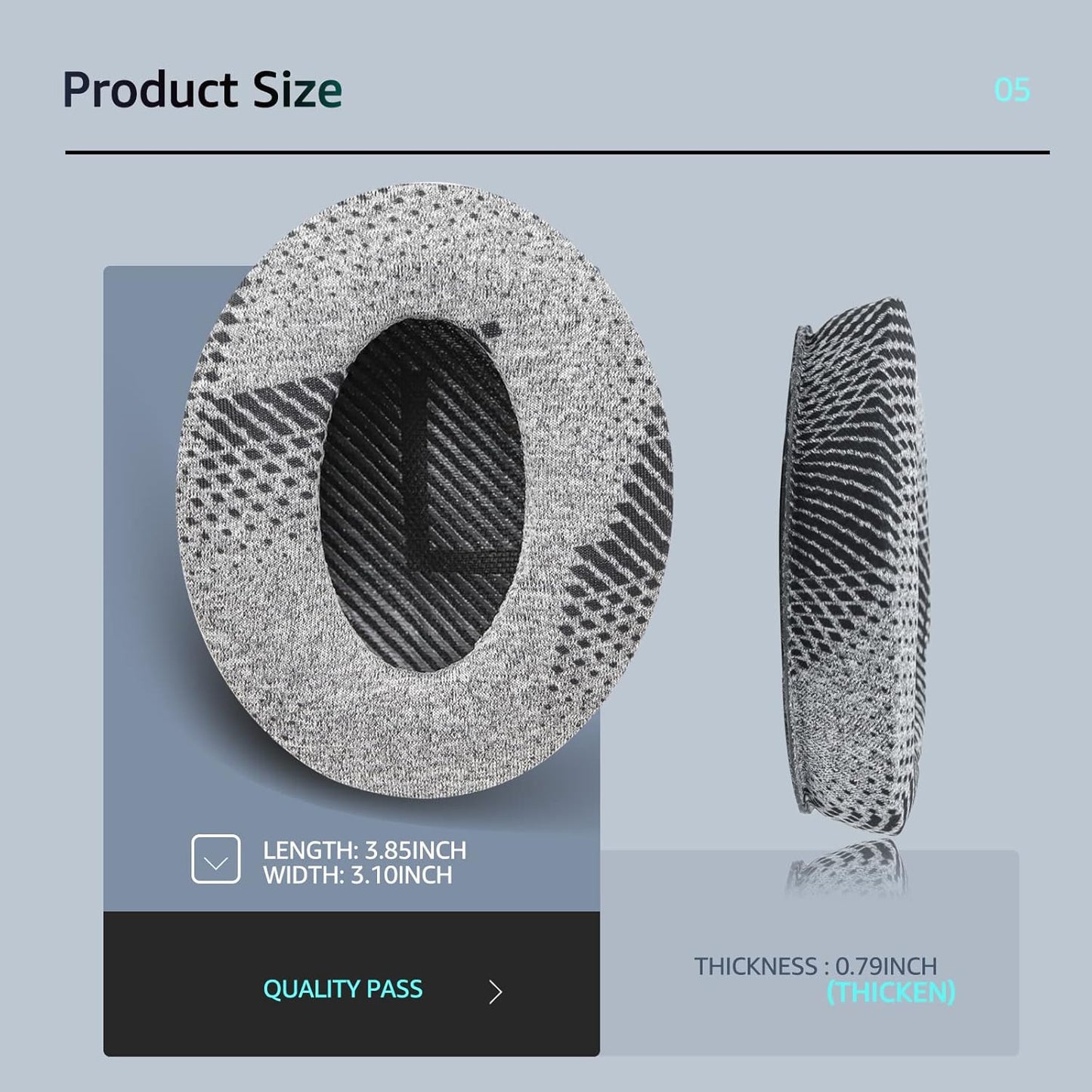 Cooling-Gel QuietComfort 35 / QC35 ii Replacement Ear Pads for Bose Headphones, Also Fit for Bose QC45 QC35 QC25 QC2 QC15/ Around-Ear 2 AE2i AE2w/ SoundTrue & SoundLink Series, Black