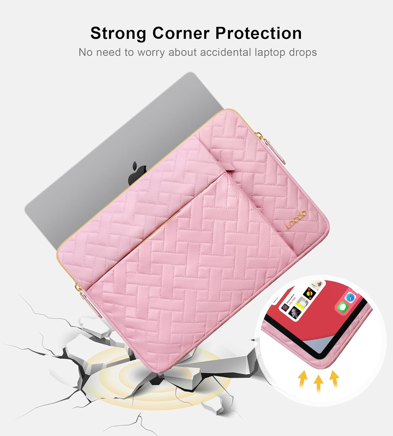 Lacdo 13 Inch Laptop Sleeve Case for 13 inch New MacBook Air M4 A3240 2025, M3 A3113, M2 A2681, M1 A2337 A2179 A1932 2024-2018 | 13" MacBook Pro M2/M1 A2338 A2251 A2289 Computer Bag, Sakura Pink