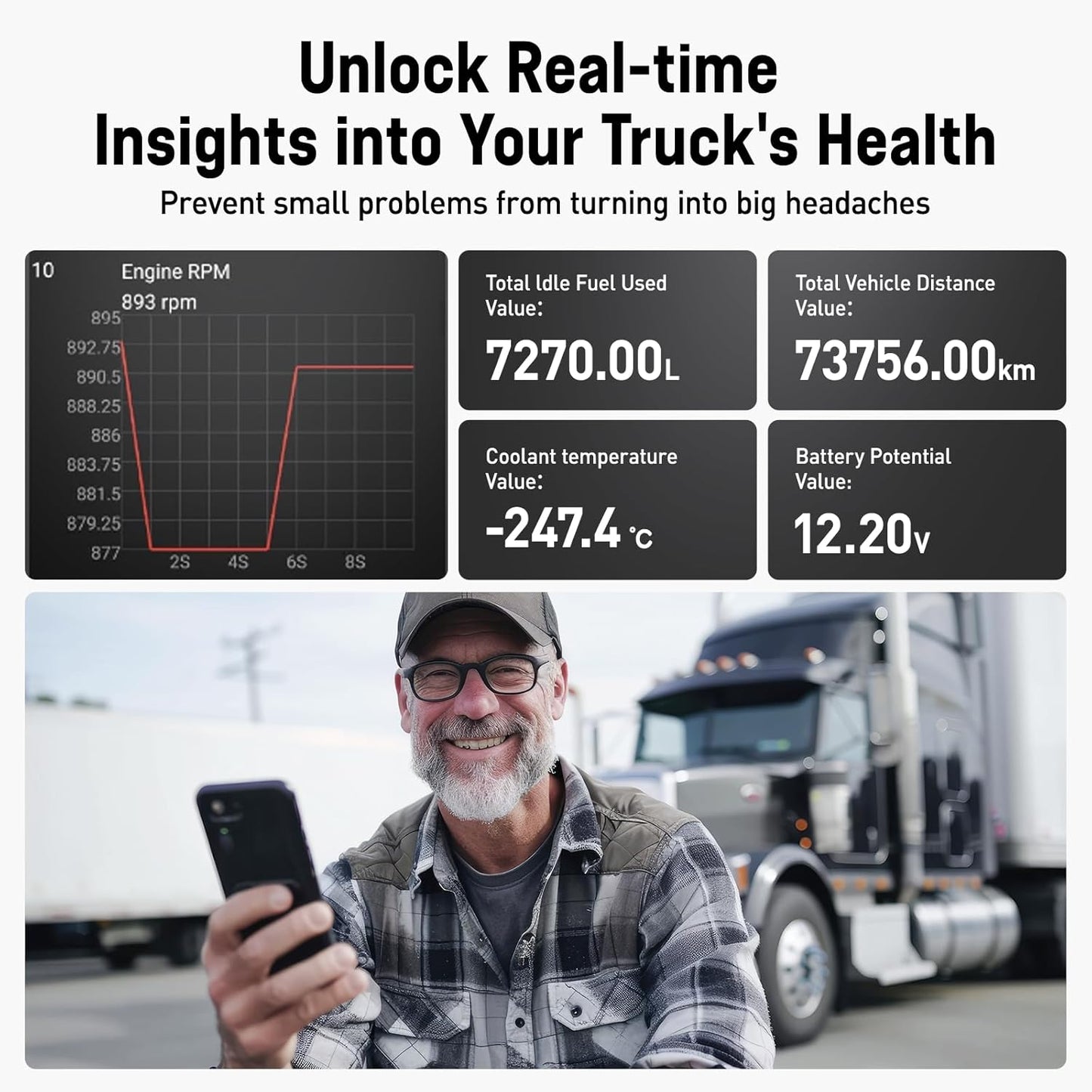 ANCEL HD110 Heavy Duty Truck Scanner with DPF Regen and Reset for Detroit Paccar Engine, Full System HDOBD & OBD2 Scanner for Diesel Trucks Lifetime Free Updates