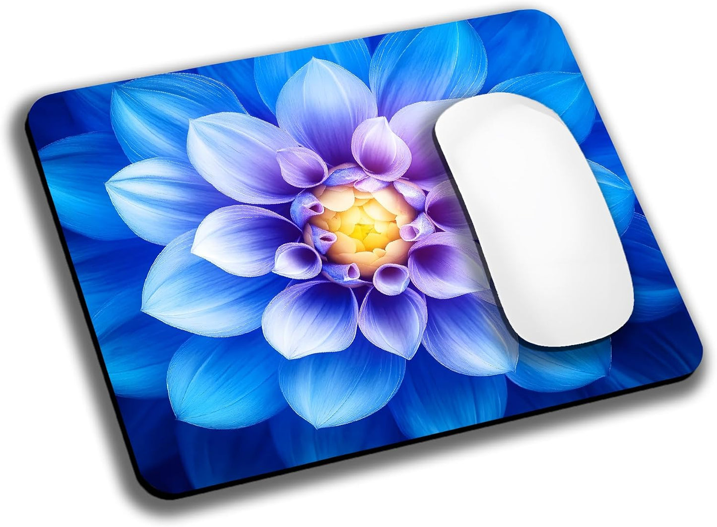 Blooming Blue Lotus Flower Mouse Pads for Desk, Portable Wireless Computer Mouse pad Small Design with Women, Non-Slip Rubber Base Laptop Mousepad 9.5" x 7.9" Smooth Surface for Office & Travel