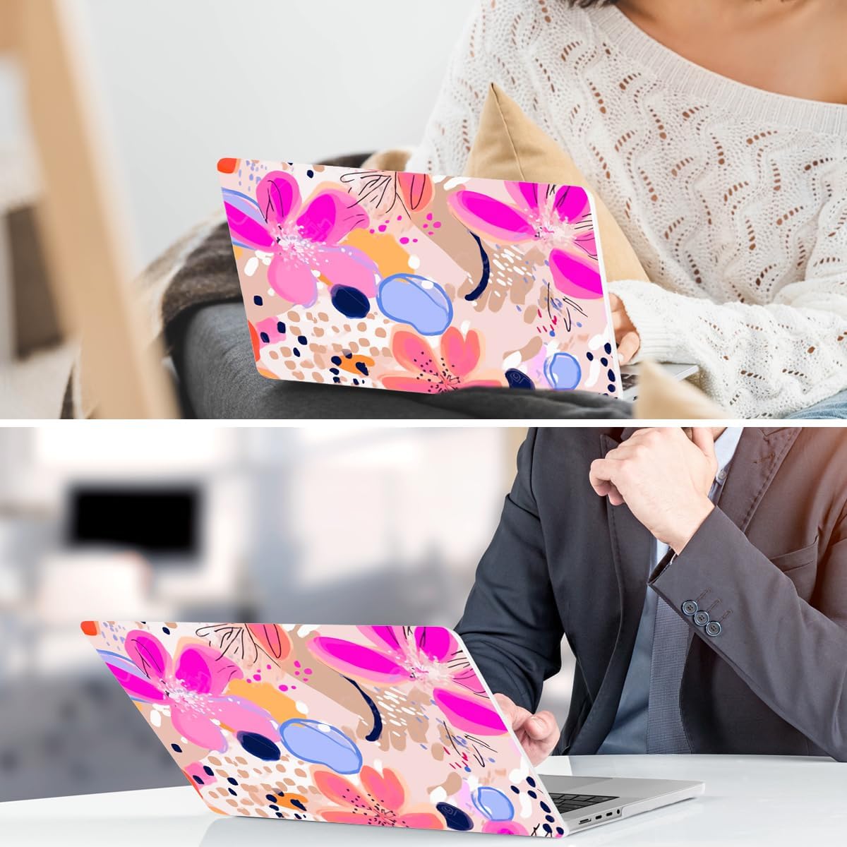 DONGKE for M4 MacBook Pro 16 Inch Case 2024 2023 2021 A3403 A3186 M3 A2991 M2 A2780 M1 A2485 Pro/Max Chip, Plastic Hard Shell Case & Keyboard Cover for Mac Pro 16 with Touch ID, Floral Artistic