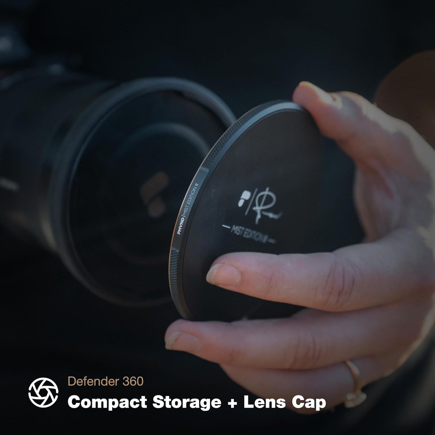 PolarPro 95mm Peter McKinnon Mist VND Camera Filter - 2-5 Stop Variable Neutral Density Lens Filter for DSLR/Mirrorless Pro Video – for Cinematic Shutter Speed Control + Diffusion