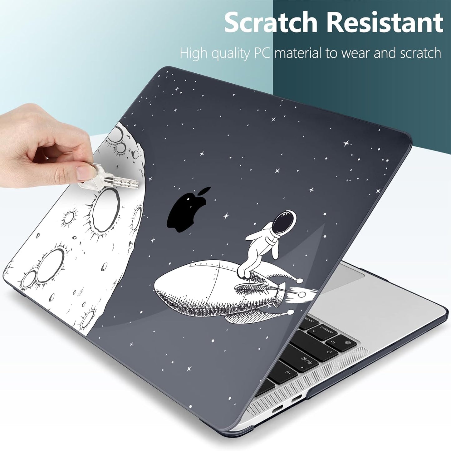 TWOLSKOO Compatible with MacBook Pro 13 inch Case 2023-2016 A2338 M2/M1 A2251 A2289 A2159 A1989 A1706, Plastic Hard Shell Cover & Keyboard Skin & Screen Protector, Flying Astronauts