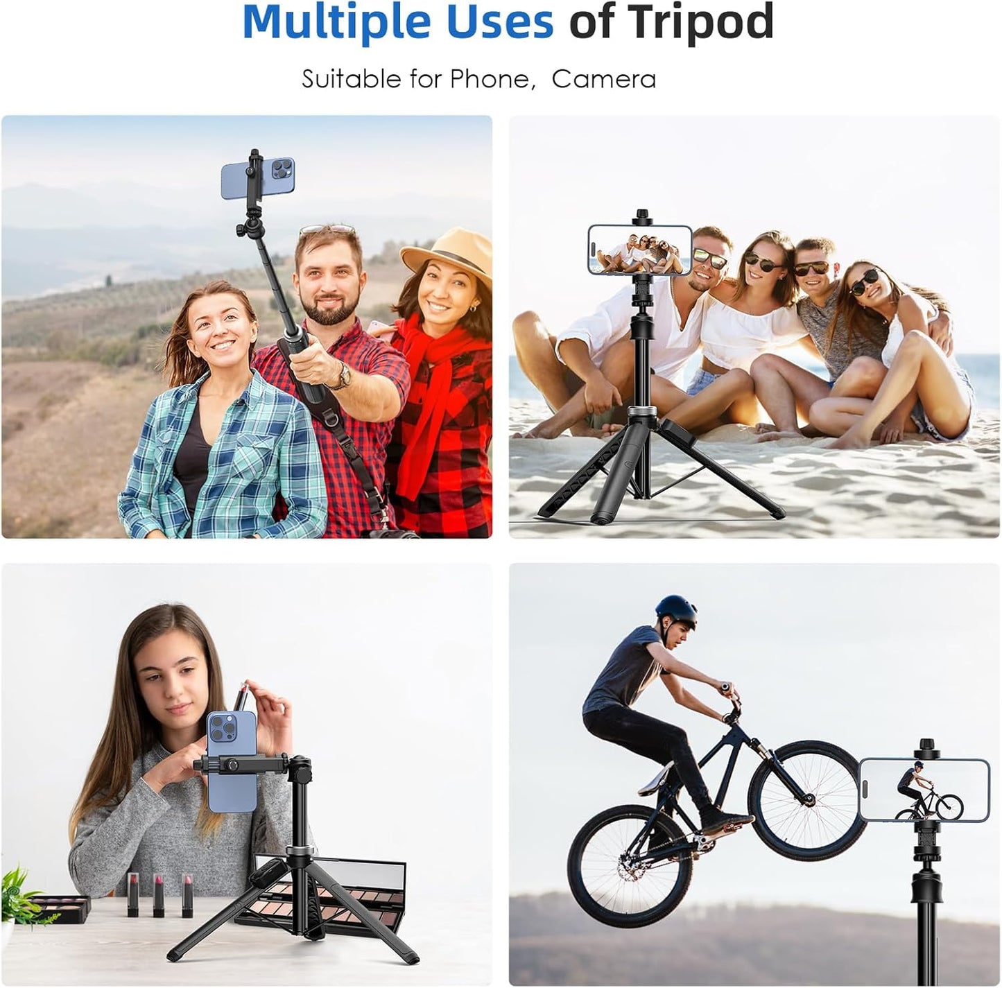 62" Phone Tripod - MIIASI Selfie Stick Tripod with Remote for Video Recording, iPhone 14/13/12 Pro Max/Android