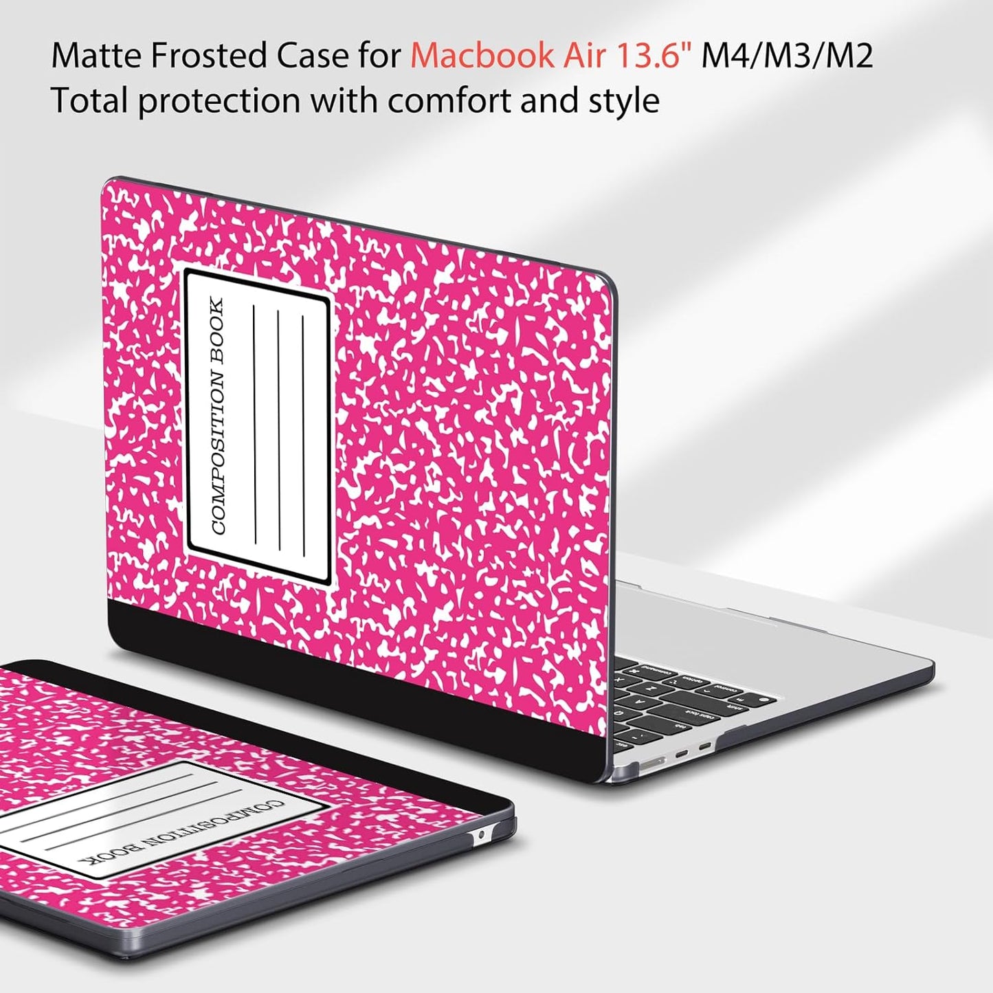 Teryeefi Compatible with MacBook Air 13 inch Case 2025 2024 2023 2022 M4 A3240 M3 A3113 M2 A2681, Plastic Hard Shell&Keyboard Cover&Screen Film&Type C for MacBook Air 13.6 inch, Composition Book A007