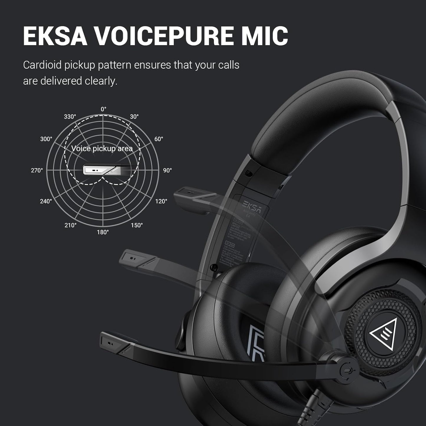 EKSA Headset with Microphone for PC, Computer Headphones with Noise Cancelling Microphone, Over-Ear All Day Comfortable, Immersive Sound 3.5mm Wired Gaming Headset for Laptop/Xbox/Switch/PS4/PS5