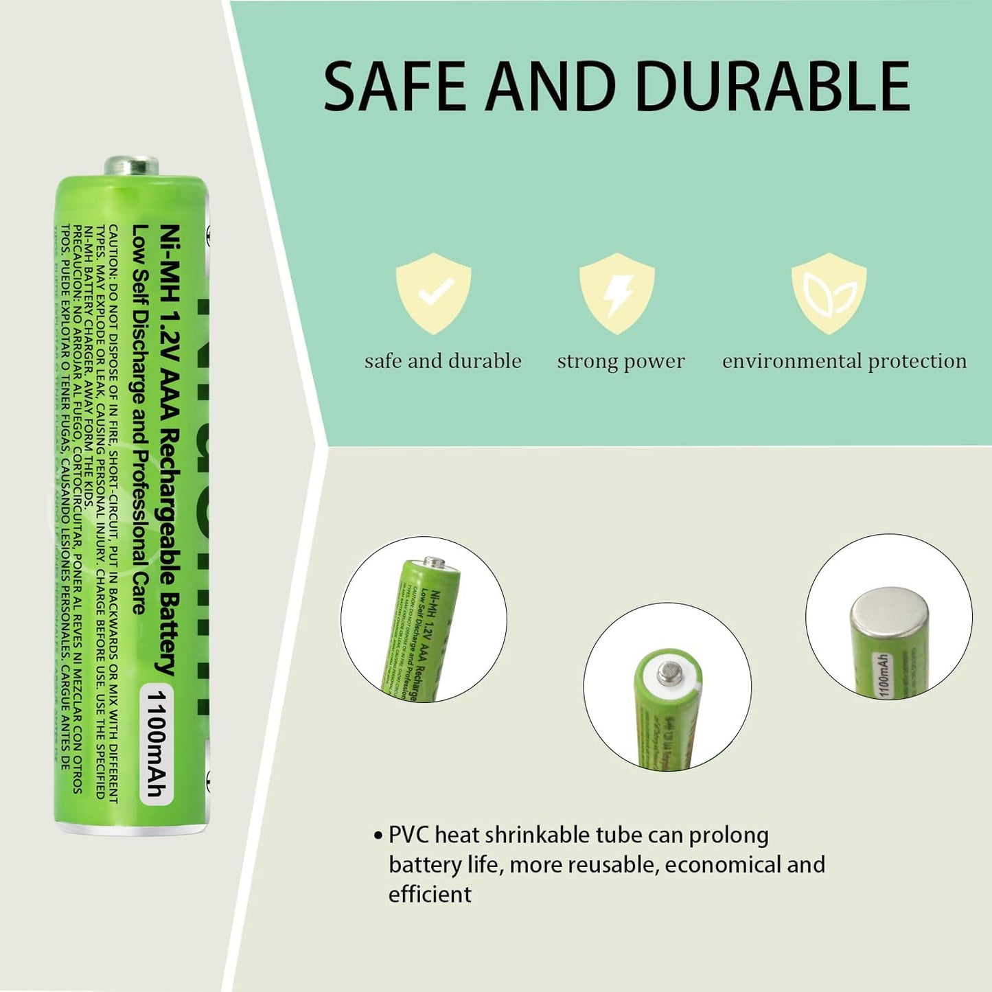 8 Pack NI-MH AAA Rechargeable Battery for Panasonic, 1.2V 1100mah AAA Rechargeable Batteries for Panasonic Cordless Phones Handset, Remote Controls, Electronics