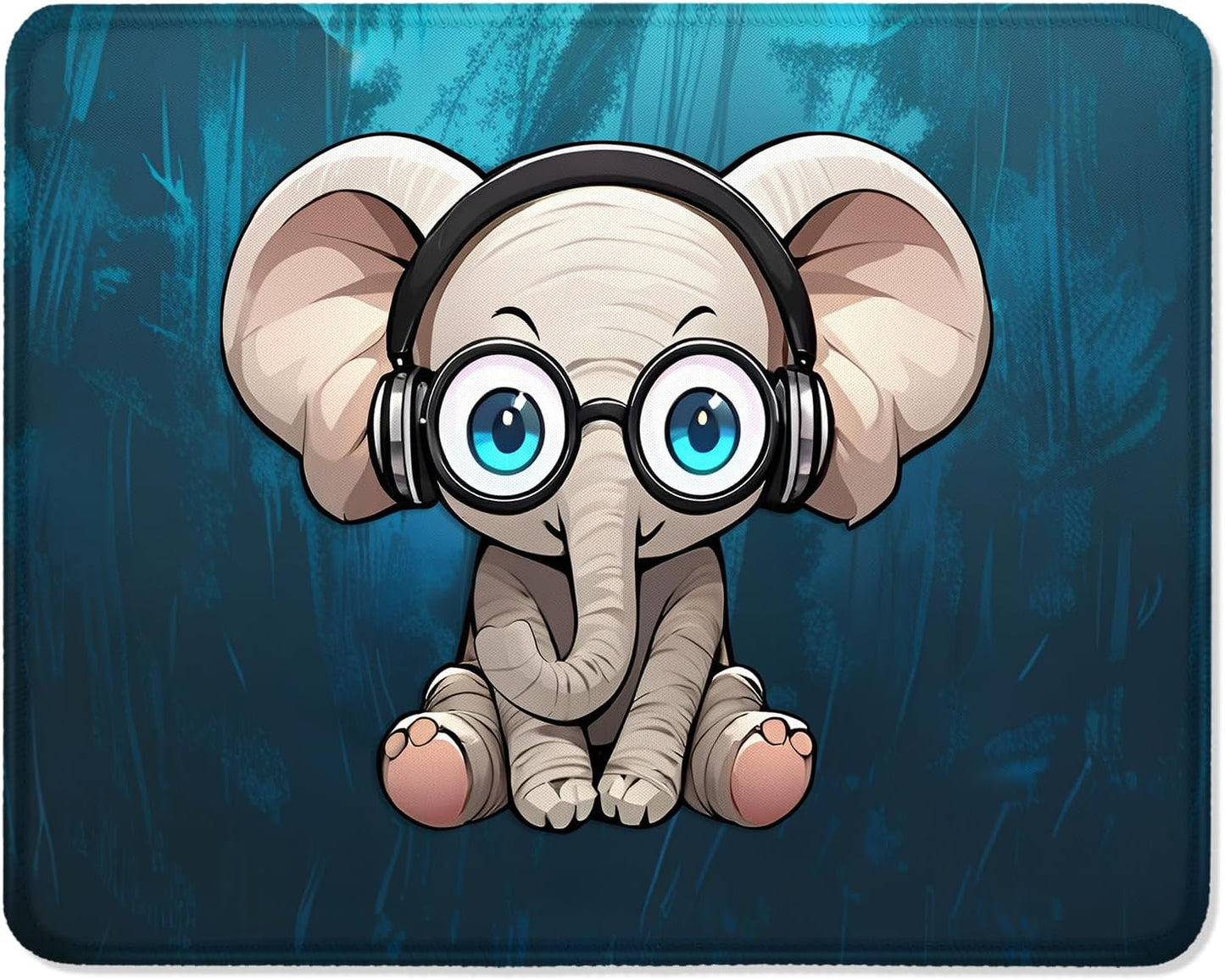 ITNRSIIET Mouse Pad with Stitched Edge Premium Textured Smooth Precise Operation Waterproof Washable Non-Slip Rubber Base Desktop Protection Mat, 10.2×8.3×0.12 inches, Pretty Elephant