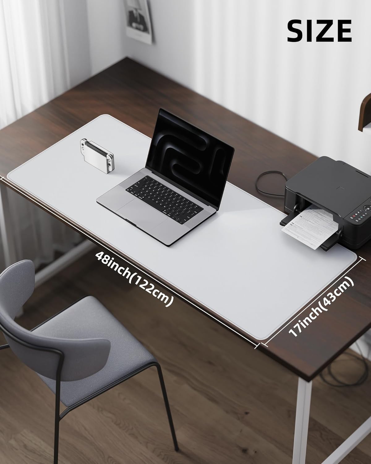 AFIING Large Desk Mat 55"x24" - Premium Non-Slip, Waterproof & Scratch-Resistant. Office Desk Protector Workspace Pad for Home/Office (White)