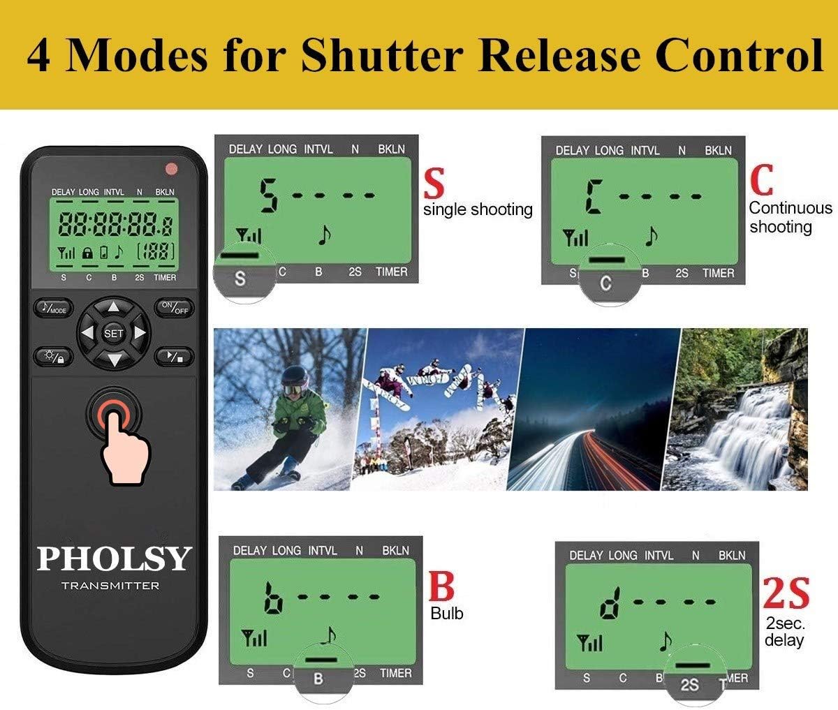 PHOLSY Camera Timer Remote Control with HDR Compatible with Canon R100 R8 R6ii R7 R10 90D 250D 850D 6Dii 7Dii G1Xiii; for Olympus OM-1, EM1X, EM1 II; for Fuji GFX50SII, XT3, XT4, XT5, XT30II