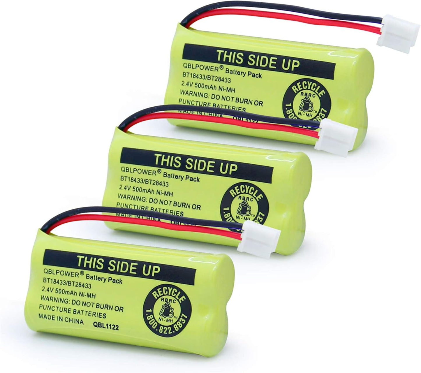 BT18433 BT28433 BT184342 BT284342 BT1011 BT-1011 2.4V 500mAh Ni-MH Replacement Battery Cordless Phone CS6209 CS6219 CS6229 DS6151 89-1330-01-00 CPH-515D (3 Pack)