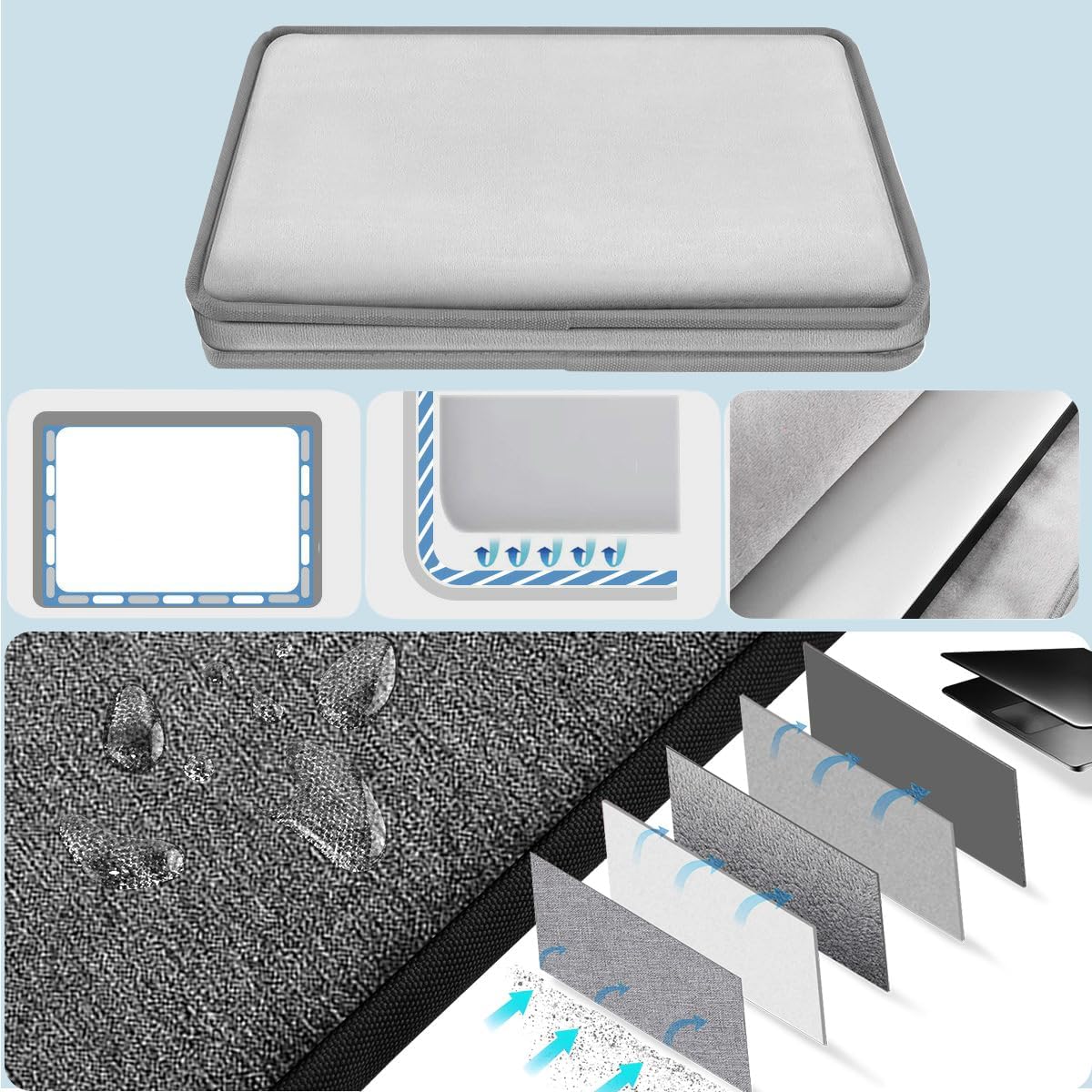 Universal Laptop Shoulder Bag 13-17.3 Inch Shockproof Briefcase with Multi-Pockets & Adjustable Strap for MacBook Pro/Air