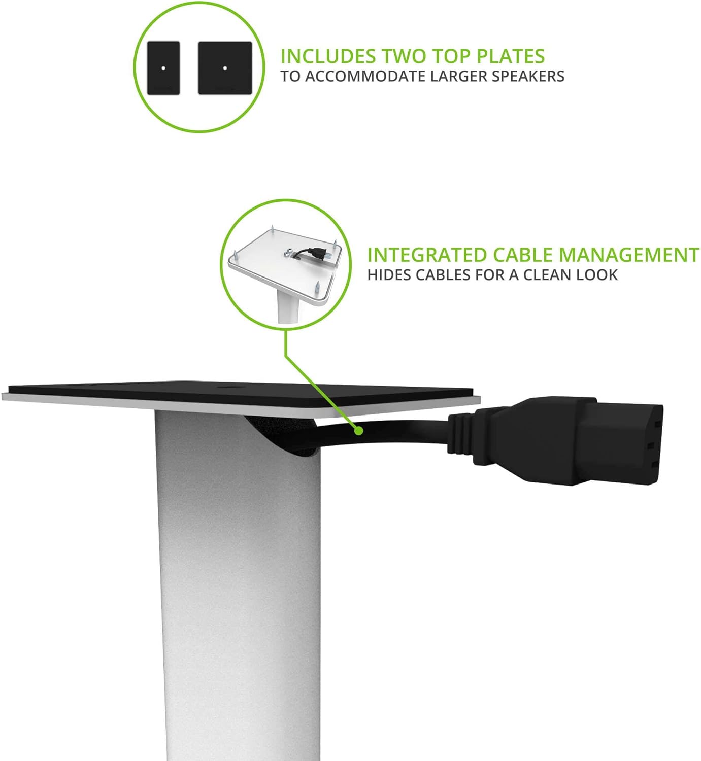 Kanto SP26PLW 26 Inch Bookshelf Speaker Stand - Low Profile - 2 Pack (White)