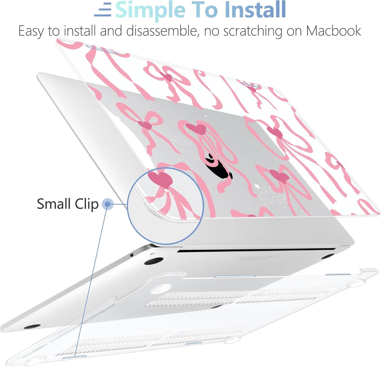 MEEgoodo Case for MacBook Pro 13 inch Case 2022 2021 2020 New A2338 M2/M1 A2251 A2289, Laptop Hard Shell with Keyboard & Camera Cover Compatible with 13 inch MacBook Pro, Coquette Ribbon Bow