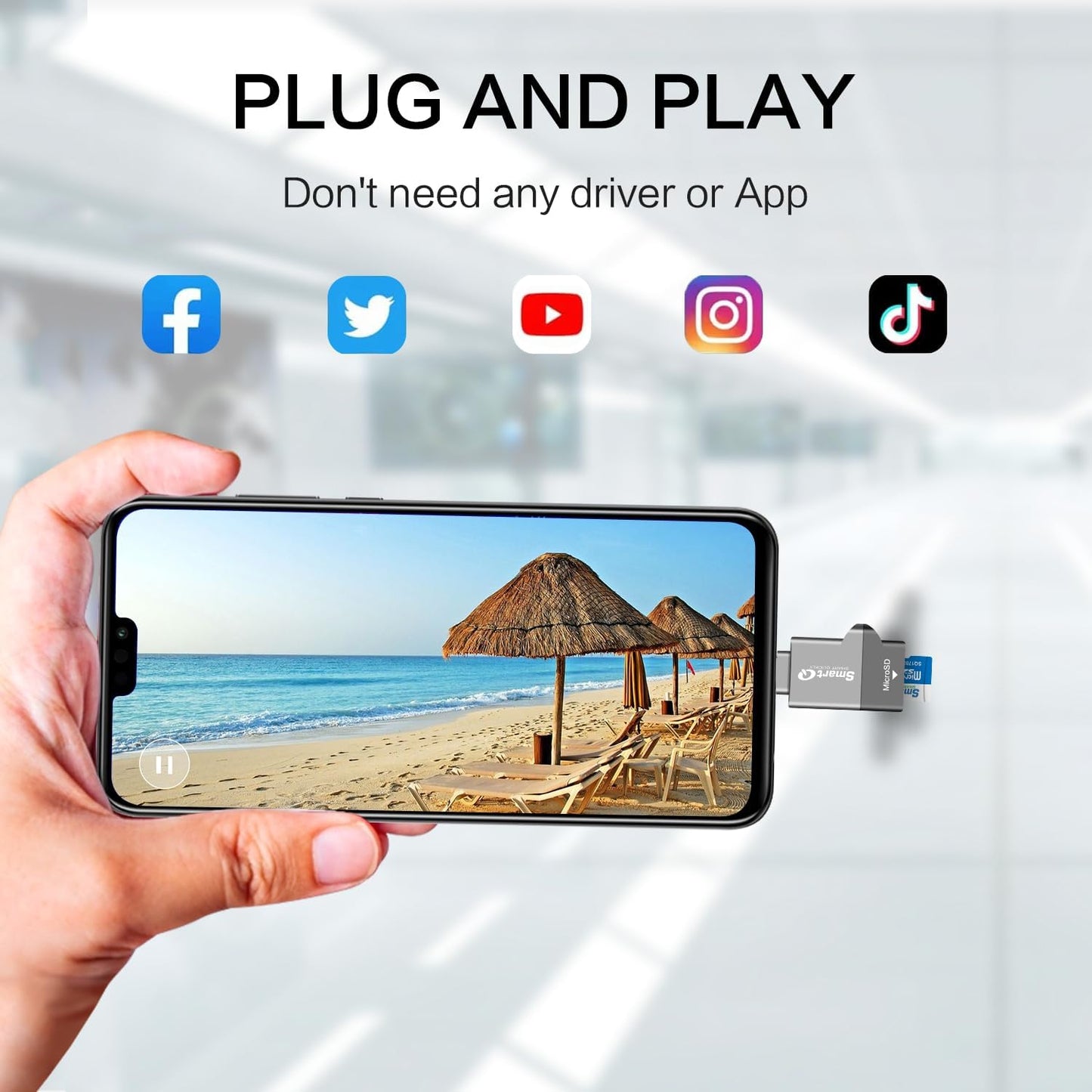 C356 Type-C MicroSD Card Reader with USB 3.0 Super Speed Technology, Supports MicroSDXC, MicroSDHC, and MicroSD for Window, Mac OS X and Andriod (Midnight Grey)