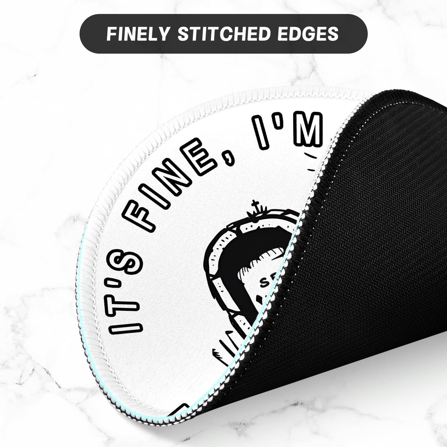 ITNRSIIET Round Mouse Pad with Stitched Edge Premium-Textured Waterproof Non-Slip Rubber Base Desktop Protection Mat Diameter 8.7 inches, Humorous Tombstone