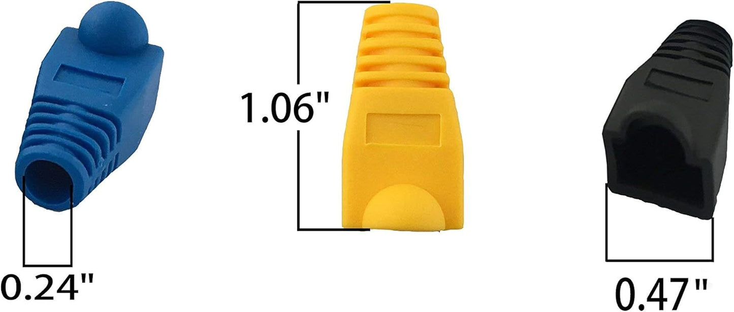 Accessbuy 100 Pack RJ45 CAT6 CAT6E CAT5 CAT5E Ethernet Network Cable Strain Relief Boots Cable Connector Plug Cover Mixed Color for Laptop