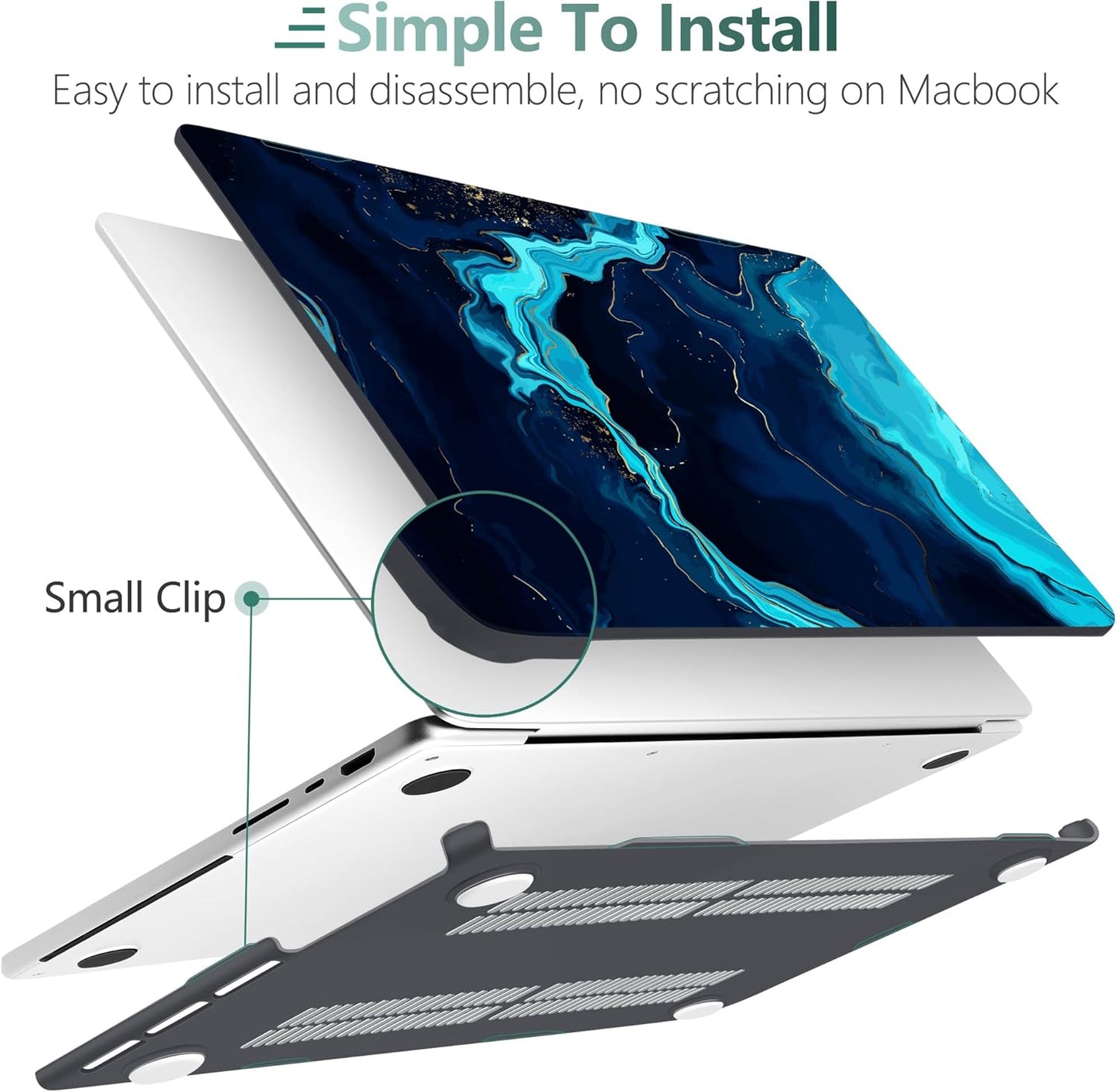 DONGKE for M4 MacBook Pro 16 Inch Case 2024 2023 2021 A3403 A3186 M3 A2991 M2 A2780 M1 A2485 Pro/Max Chip, Plastic Hard Shell Case & Keyboard Cover for Mac Pro 16 with Touch ID, Blue Marble