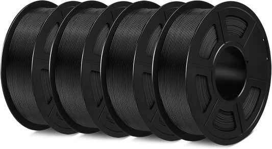 SUNLU PETG Filament 1.75mm 4KG Bundle, Less Stringing and Good Layer Adhesion, Individually Vacuum Packed, 3D Printer Filament 4kg, 1kg per Spool, Pack of 4, 4 Colors, 4 petg Black