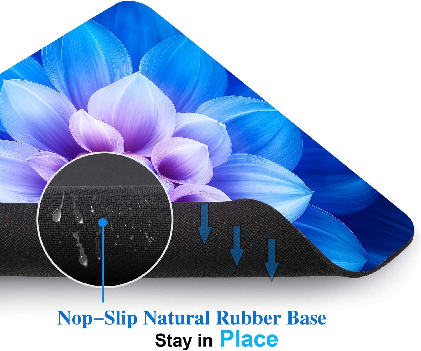 Blooming Blue Lotus Flower Mouse Pads for Desk, Portable Wireless Computer Mouse pad Small Design with Women, Non-Slip Rubber Base Laptop Mousepad 9.5" x 7.9" Smooth Surface for Office & Travel