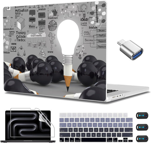 CISSOOK Creative Bulb Hard Shell Case for MacBook Pro 14 inch 2024 2023 2022 2021 Release Model M4 Chip A3112 A3185 A3401 / A2992 A2918 M3/ A2779 M2 / A2442 M1 with Touch ID 2021-2024