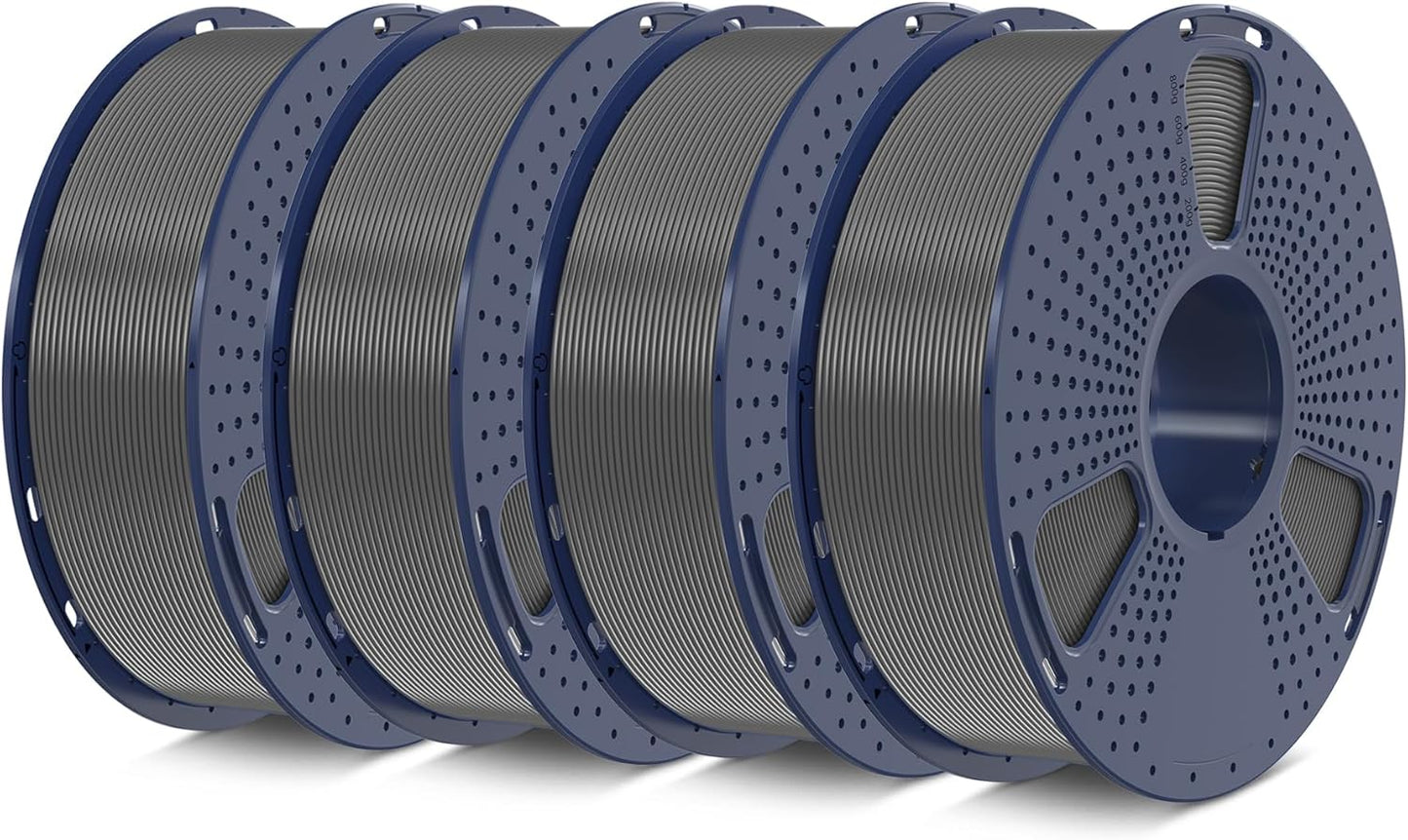 SUNLU PETG Filament 1.75mm 4KG Bundle, Less Stringing and Good Layer Adhesion, Individually Vacuum Packed, 3D Printer Filament 4kg, 1kg per Spool, Pack of 4, 4 Colors, 4 Grey