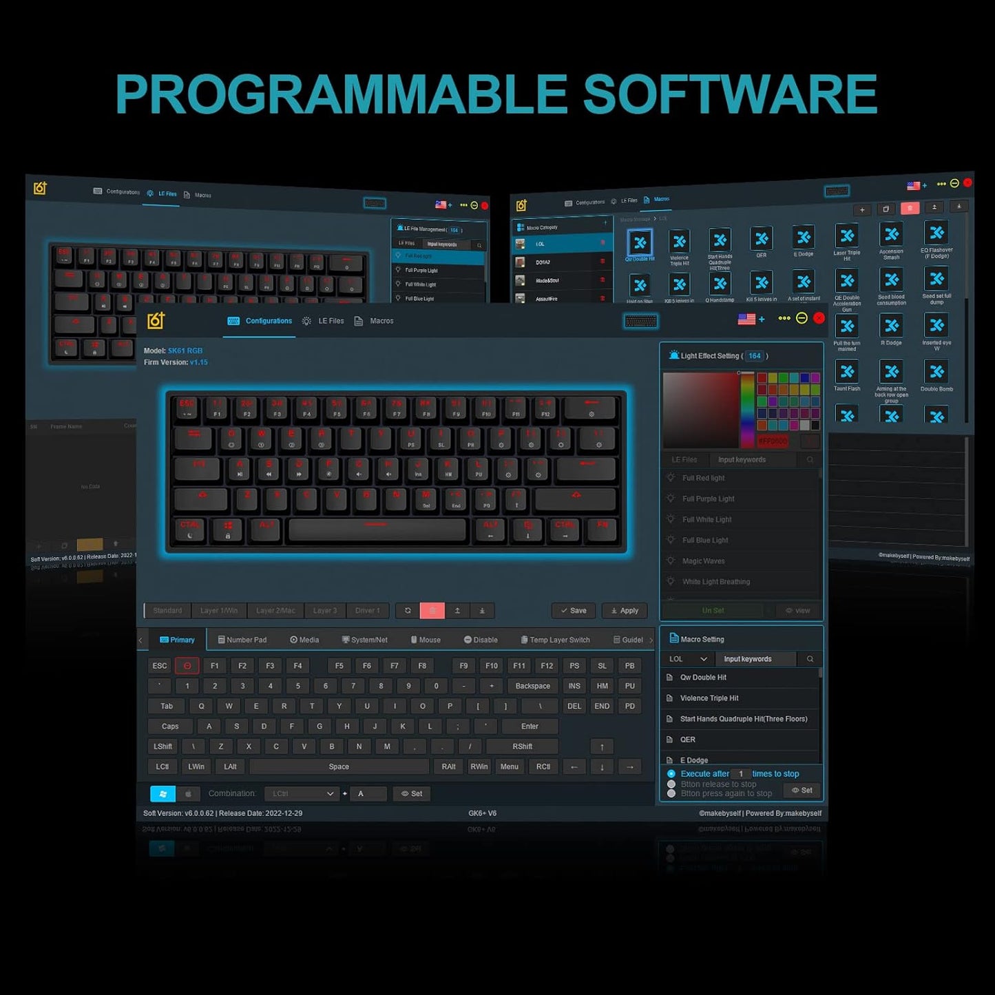 EPOMAKER SKYLOONG GK61 SK61 61 Keys Hot Swappable 60% Mechanical Keyboard with RGB Backlit, Doubleshot ABS Keycaps, Dustproof for Win/Mac/Gamers（Gateron Optical Red, White