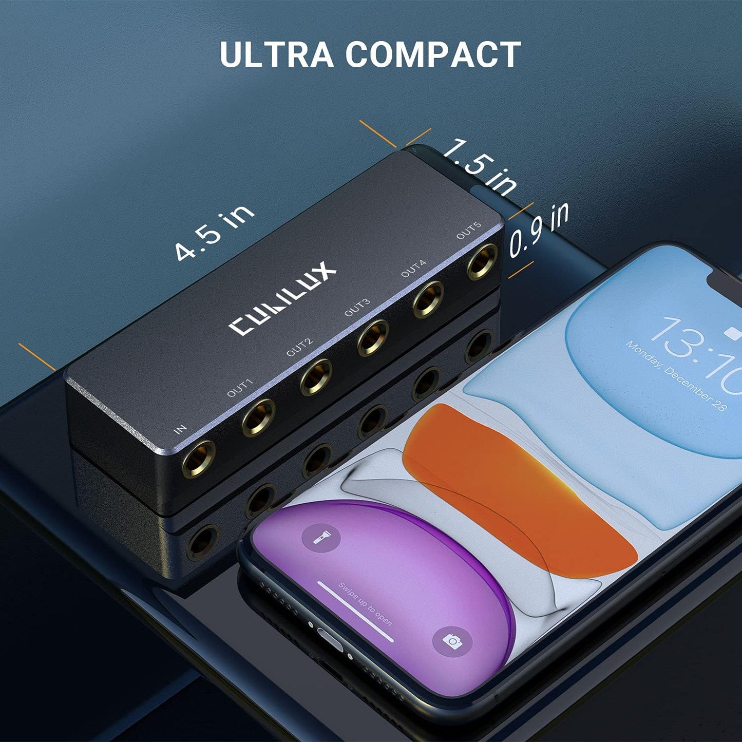 Cubilux Passive 6.35mm Headphones Splitter Box, 1/4” Stereo Multi Audio Distributor, Multiport Quarter Inch TRS TS Aux Splitter for Guitar Signal, Studio Recording, Live Performance, Monitors