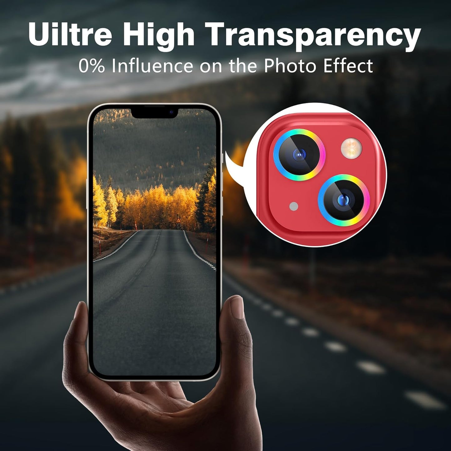 AGVEE 3+3 6 Pack for iPhone 14 6.1" / 14 Plus 6.7" Camera Lens Cover Protector, Metal Ring 9H Tempered HD Glass Camera Cover Protector Film, Red