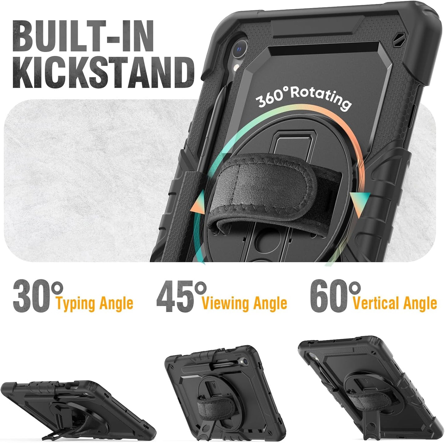 HXCASEAC Case for Samsung Galaxy Tab S7 FE 5G 12.4 inch, Protective with Screen Protector/Hand Strap/S Pen Holder, Heavy Duty Design for Samsung Galaxy S7 FE Tablet Case - Black