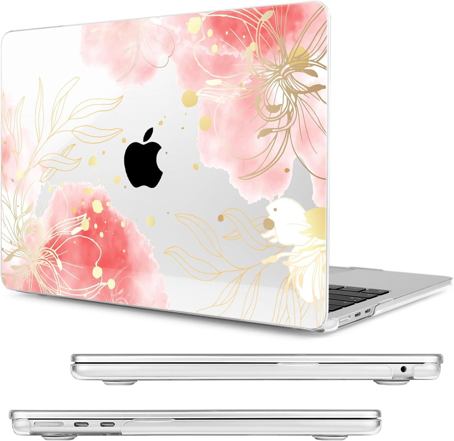 Compatible with MacBook Air 13.6 inch Case, M4 A3240/M3 A3113/M2 A2681 (Released 2025 to 2022), Hard Shell, Keyboard Cover, Screen Protector, Webcam Cover & Type-C Adapter, Vector Flower3