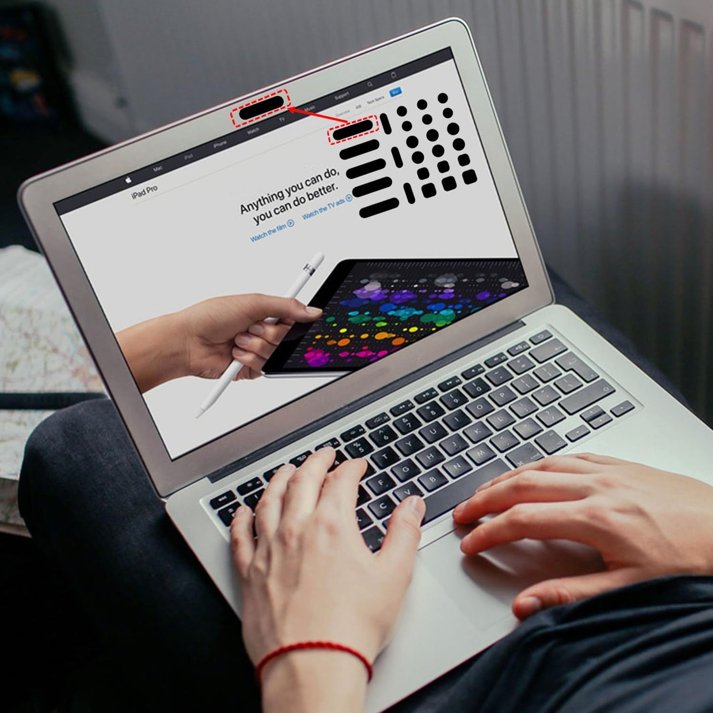 Universal Webcam Covers - Privacy Protection Accessory, No Residue Application, Safe Screen Closure - Dots,Squares and Bars, 26 Pieces - Black