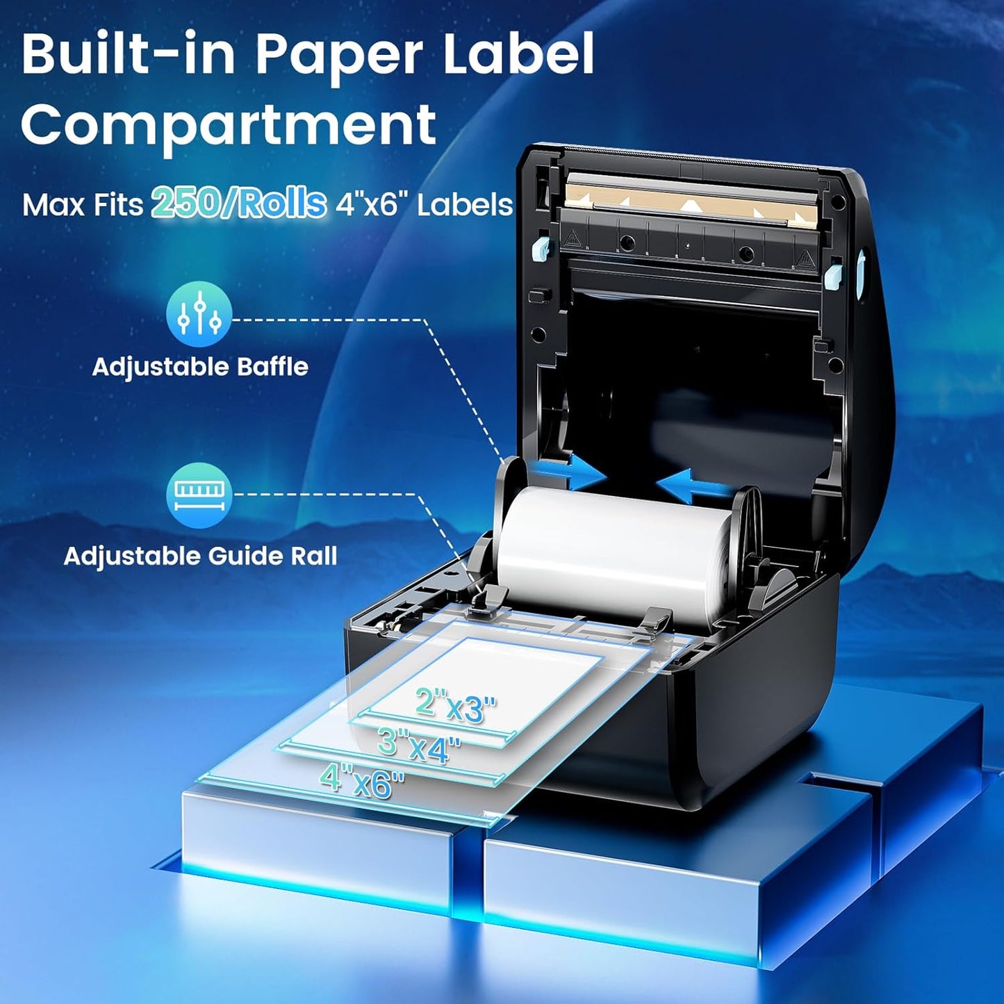 Bluetooth Shipping Label Printer 4x6 - D450BT Thermal Label Printer for Shipping Packages, Small Business, Home, Office, Compatible with Amazon, Ebay, Tiktok, Etsy, USPS
