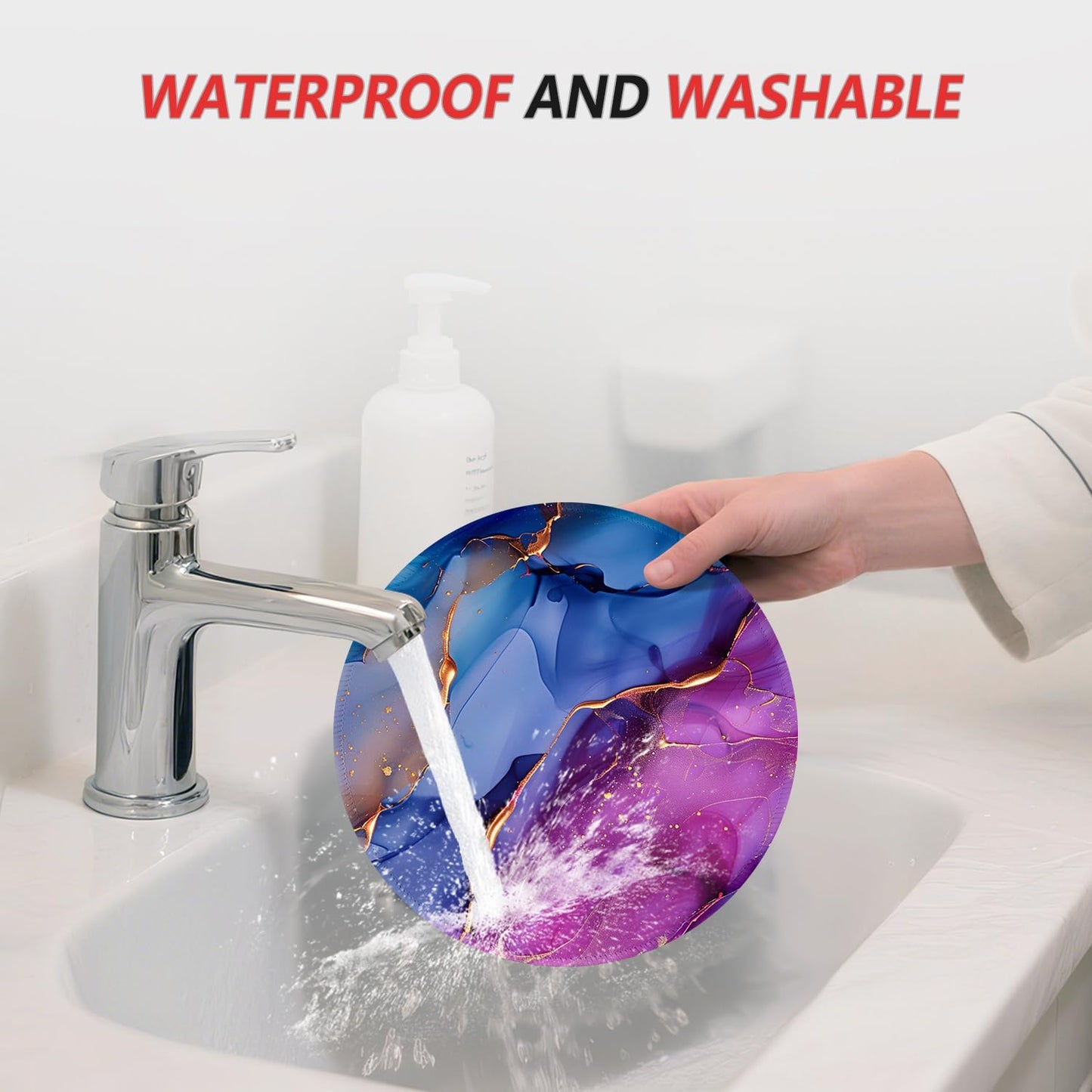 ITNRSIIET Mouse Pad Non-Slip Rubber Base Smooth Surface Stitched Edges Waterproof Durable Compatible with All Mice for Office & Gaming, Desk Accessory, Diameter 8.7 inch, LiquidGold