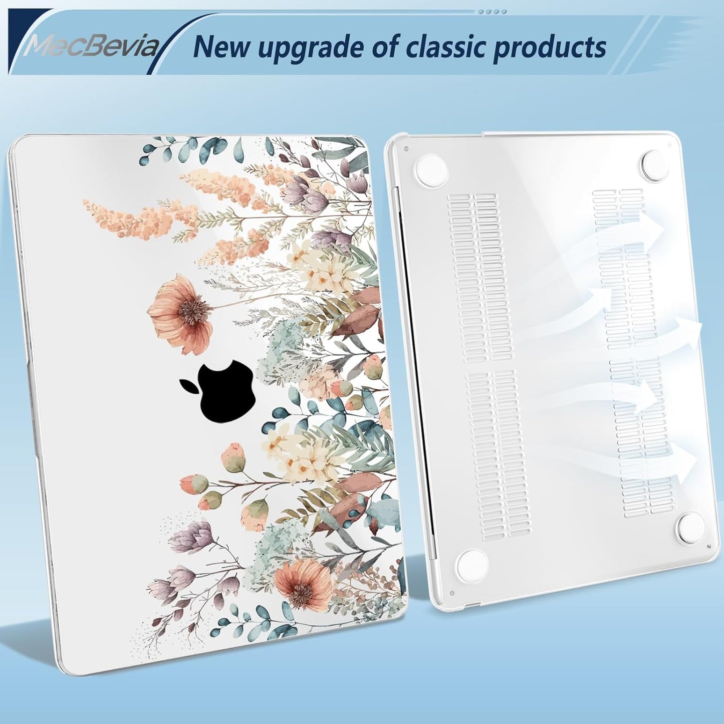 Compatible with MacBook Air 15 inch Case, M4 A3241/M3 A3114/M2 A2941 (Released 2025 to 2023), Hard Shell, Keyboard Cover, Screen Protector, Webcam Cover & Type-C Adapter, Abstract Flower