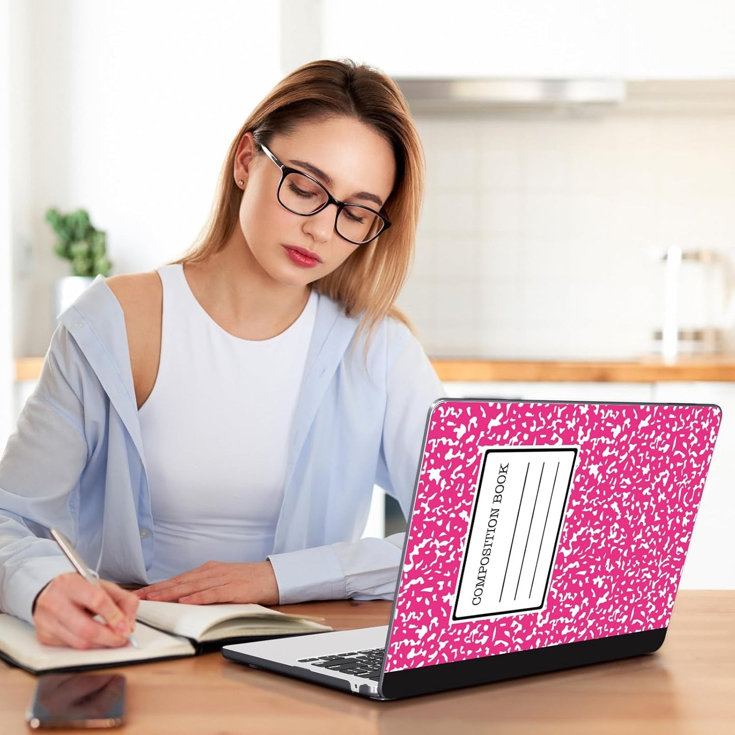 Teryeefi Compatible with MacBook Air 13 inch Case 2025 2024 2023 2022 M4 A3240 M3 A3113 M2 A2681, Plastic Hard Shell&Keyboard Cover&Screen Film&Type C for MacBook Air 13.6 inch, Composition Book A007