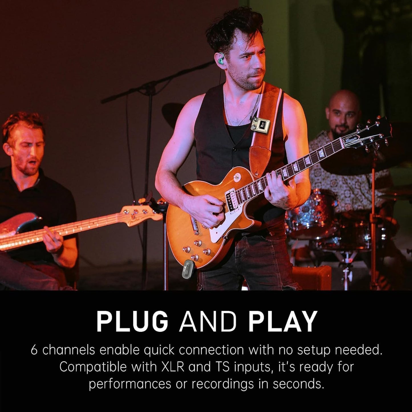 Xvive U45 Wireless in Ear Monitor System 5.8ghz IEM System Transmitter and bodypack Receiver for Studio, Band Rehearsal, Live Performance, Channel Scan Mode