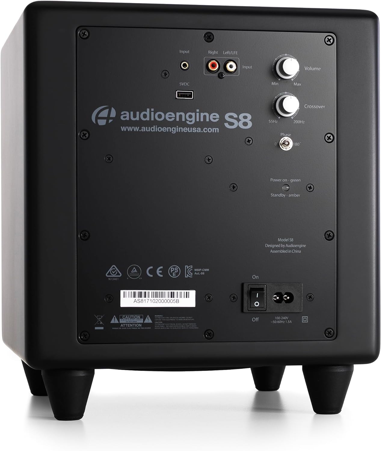 Audioengine S8 250W Wireless Subwoofer Kit with Built-in Amplifier (Wireless Kit, Black)