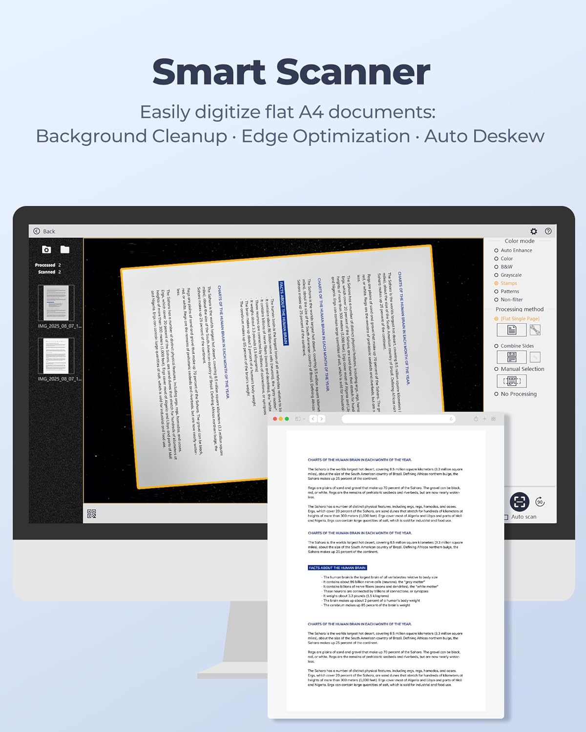 CZUR Portable 12MP Document Scanner, USB Document Camera, Fast Scan 1s/Page, Capture Size A4, OCR Function, Travel-Friendly Mobile Scanner for Mac & Windows, Lens1200 Pro (Not for Books)
