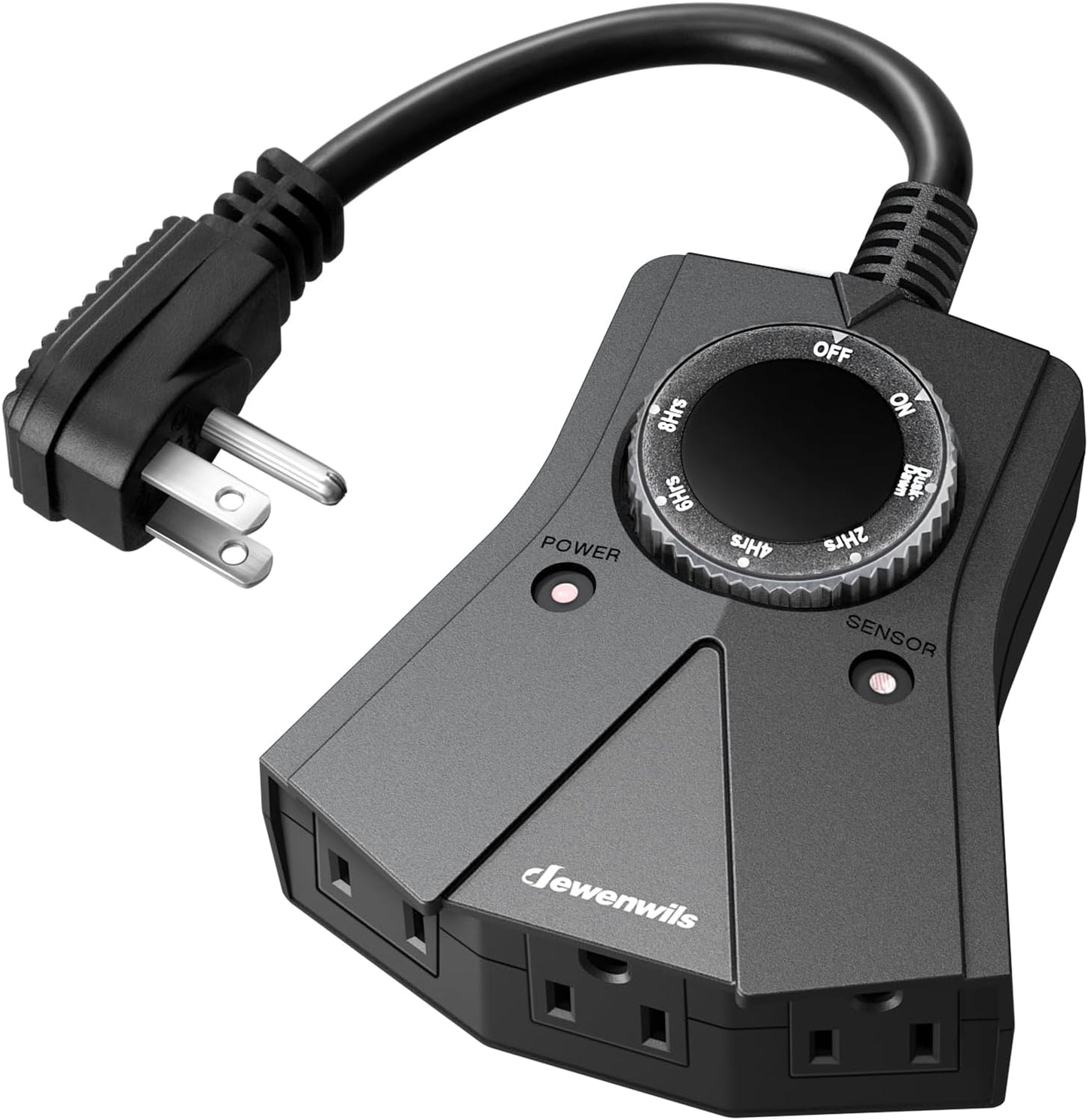 DEWENWILS Light Timer Outdoor Weatherproof, Heavy Duty 3-Prong Grounded Outlet, Dusk to Dawn and 2/4/6/8 Countdown Timer for String Light, UL Listed