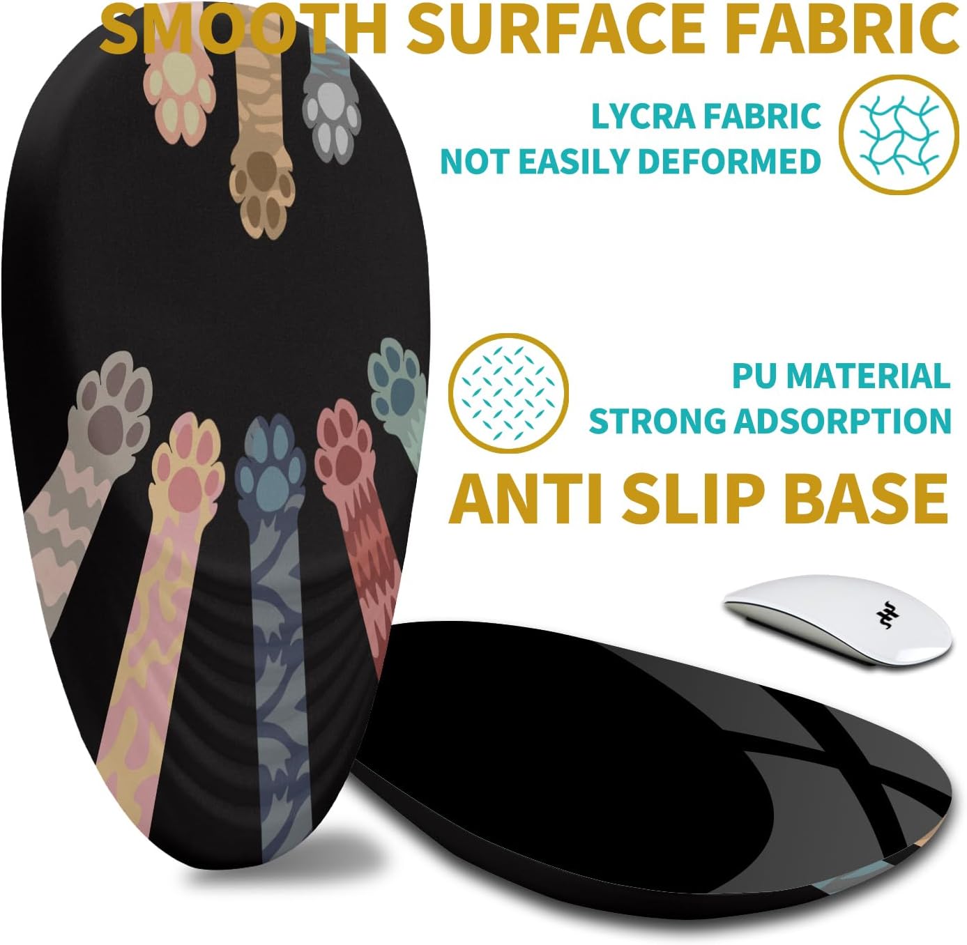 Hokafenle Ergonomic Mouse Pad Wrist Support with Stepped-Wedge Design, Wrist Rest Pain Relief Mousepad Filled with Memory Foam, Carpal Tunnel Mousepad for Wireless Mouse(12x8 inch, Paw)