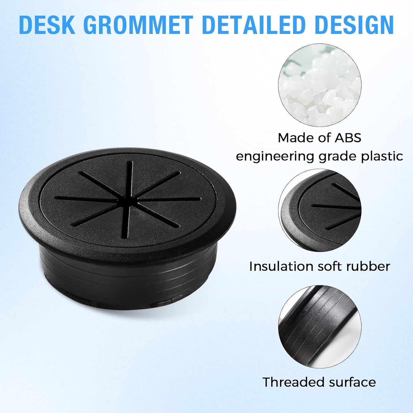 Desk Grommet 2-1/16" (53 mm), Desk Hole Cover for Cables Coffee, Cable Grommet ABS Plastic, Desk Hole Grommet for Office and Home Table Cable, Detachable & Flexible Cable Cord Organizer-2 Pcs