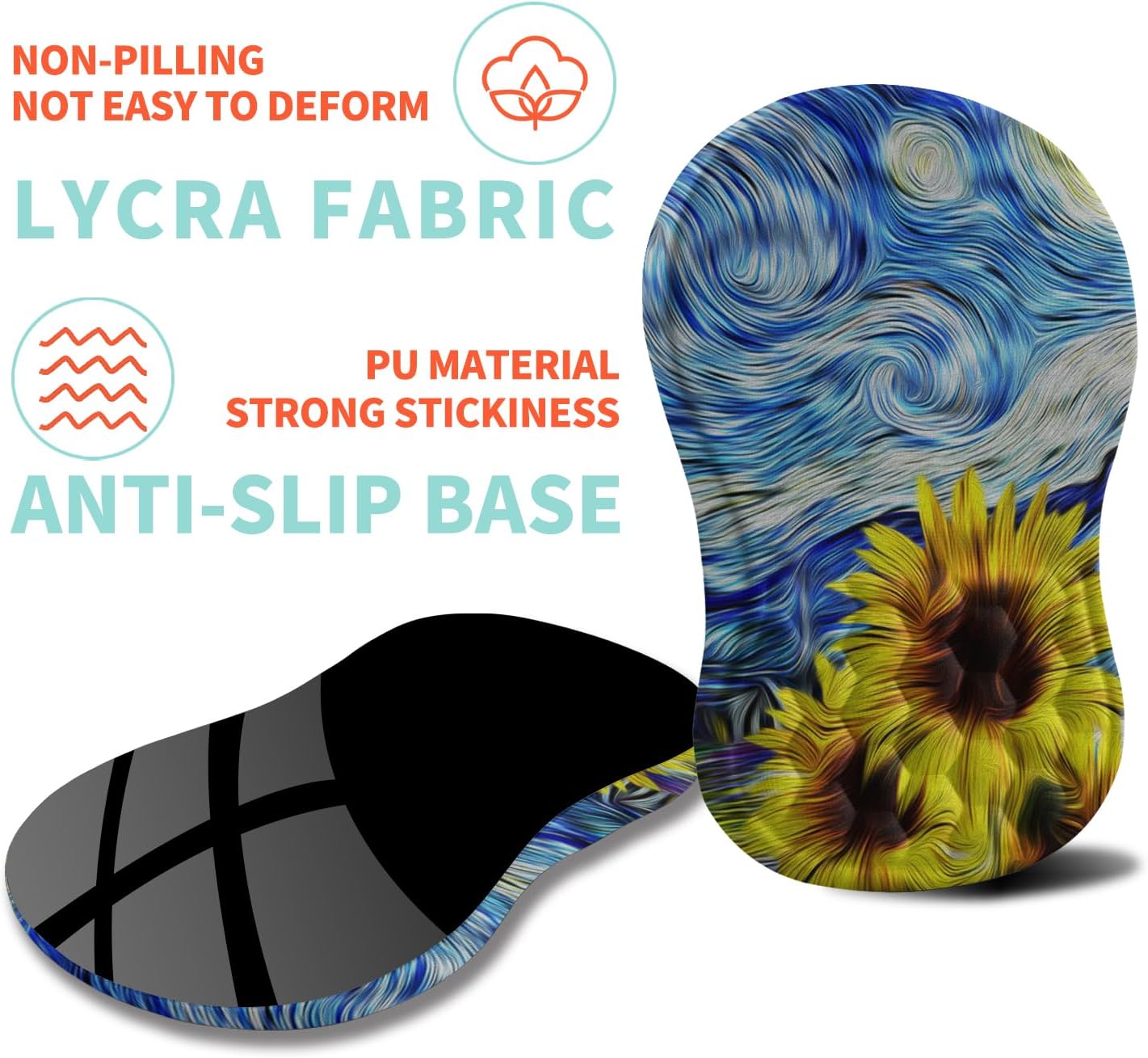 Ergonomic Mouse Pad Wrist Support with Memory Foam Massage Bulge, Carpal Tunnel Pain Relief Mousepad Wrist Rest for Mouse(12x8 inch,Sunflower)