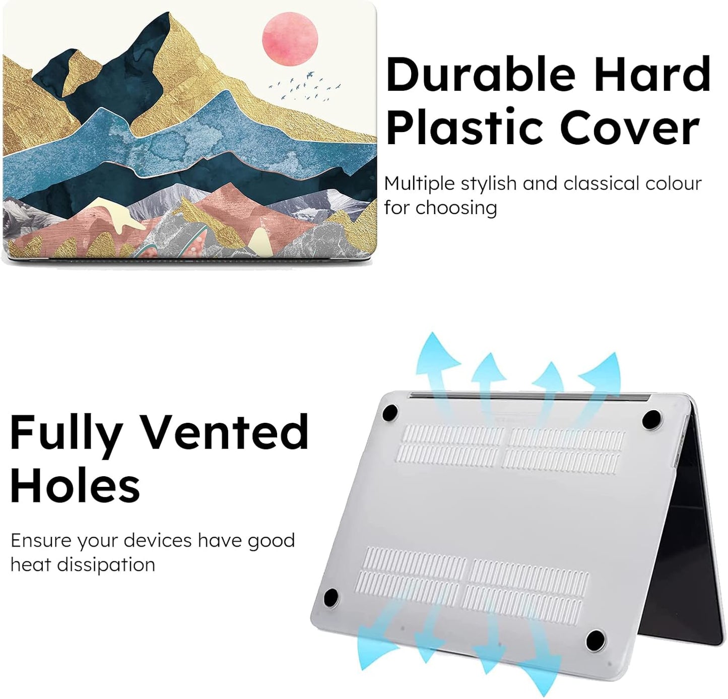 iCasso for MacBook Air 13 inch Case 2025 2024-2022 Release M4 A3240 M3 A3113 A2681 M2 with Liquid Retina Display, Hard Plastic Shell for Mac Air 13.6, Keyboard Cover&Screen Protector,Abstract Scenery